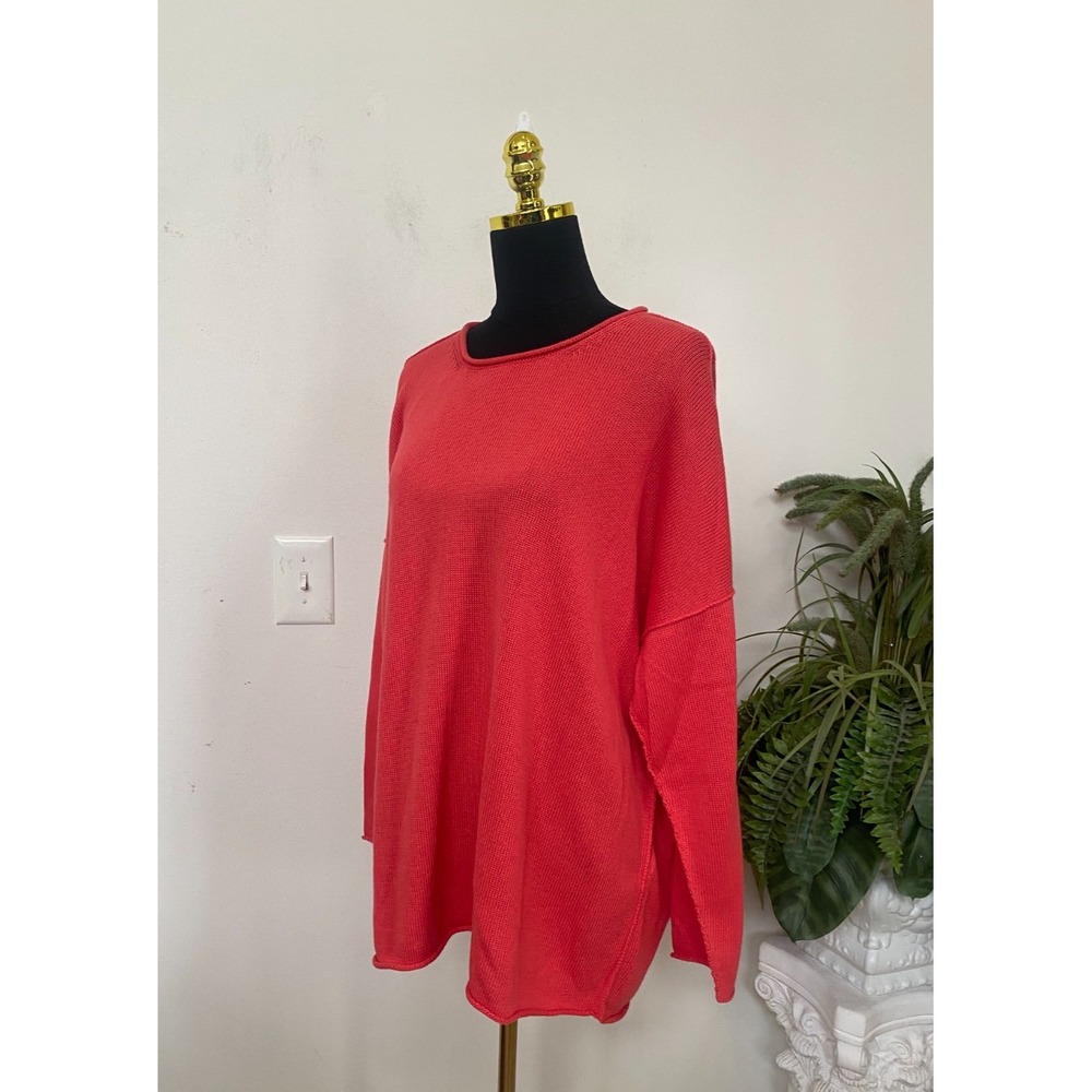 NWT Eileen Fisher Women's Coral Boxy Pullover Long Sleeve Top Size 1X, $178